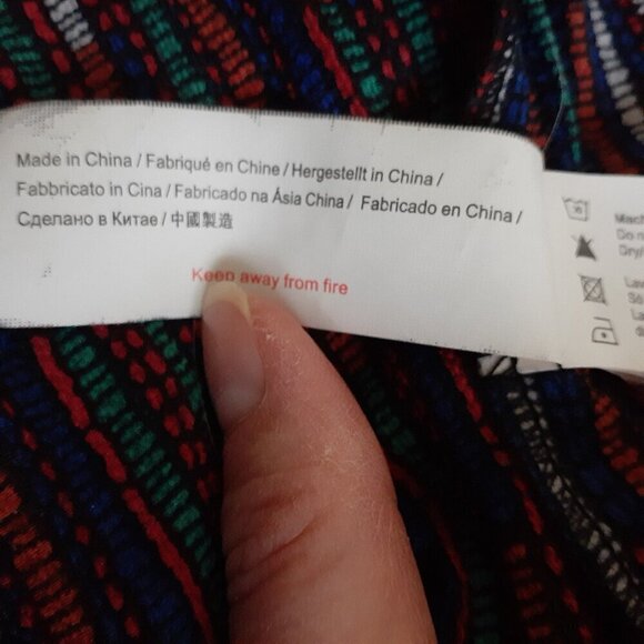 Traffic People Women's S Multicolor Stripes Retro 70's Long Sleeve Midi Dress - Picture 7 of 14